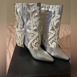 Silver Western-Style Women's Boots